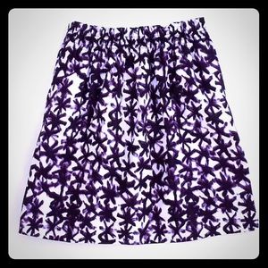 J Crew Purple Print Pull on Skirt Size 10